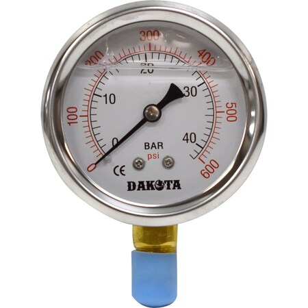 Dakota Hydraulic Pressure Gauge, 1/4" NPT, 0-600 PSI Dakota-Gauge-GA-600